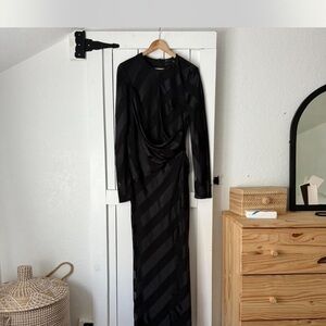ASOS Black Diagonal Striped Long Sleeve Dress